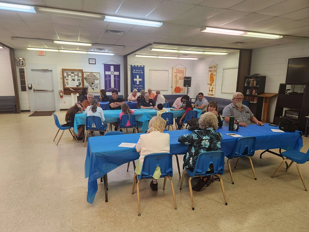 Our parish family enjoying fellowship and a delicious pancake supper.